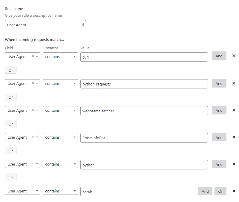 Block User Agents