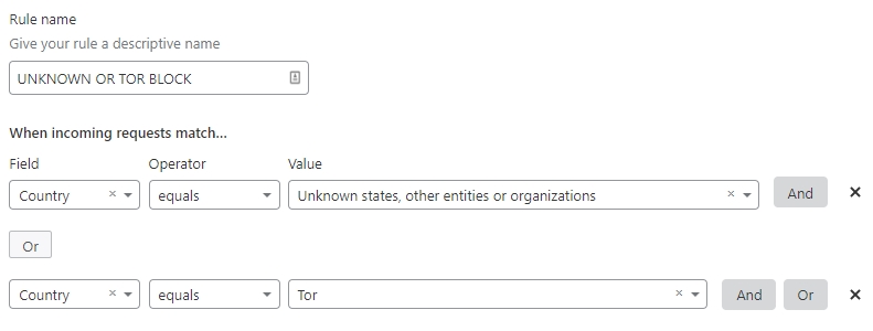 Block Tor or Unknown Country Traffic